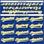 Personalized Custom Name Number Yellow Authentic Baseball Jersey - Royal White Pinstripe Design Personalized Royal White