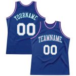 Custom Name and Number Authentic Throwback Basketball Jersey - Personalized Royal White-Purple Design Personalized Royal