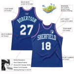 Custom Name and Number Authentic Throwback Basketball Jersey - Personalized Royal White-Purple Design Personalized Royal