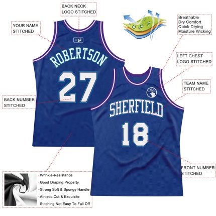 Custom Name and Number Authentic Throwback Basketball Jersey - Personalized Royal White-Purple Design Personalized Royal