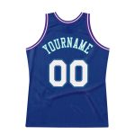 Custom Name and Number Authentic Throwback Basketball Jersey - Personalized Royal White-Purple Design Personalized Royal