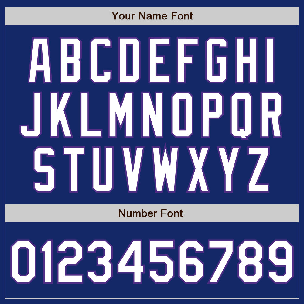 Personalized Royal White-Purple Bomber Full-Snap Varsity Letterman Jacket Team Custom Name and Number Custom Name and Number Bomber Varsity Letterman Jacket - Personalized Royal White Purple Design Personalized Royal White-Purple - Image 5