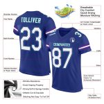 Custom Name Number Personalized Football Jersey - Royal White Purple Mesh Authentic Team Jersey Personalized Royal White-Purple