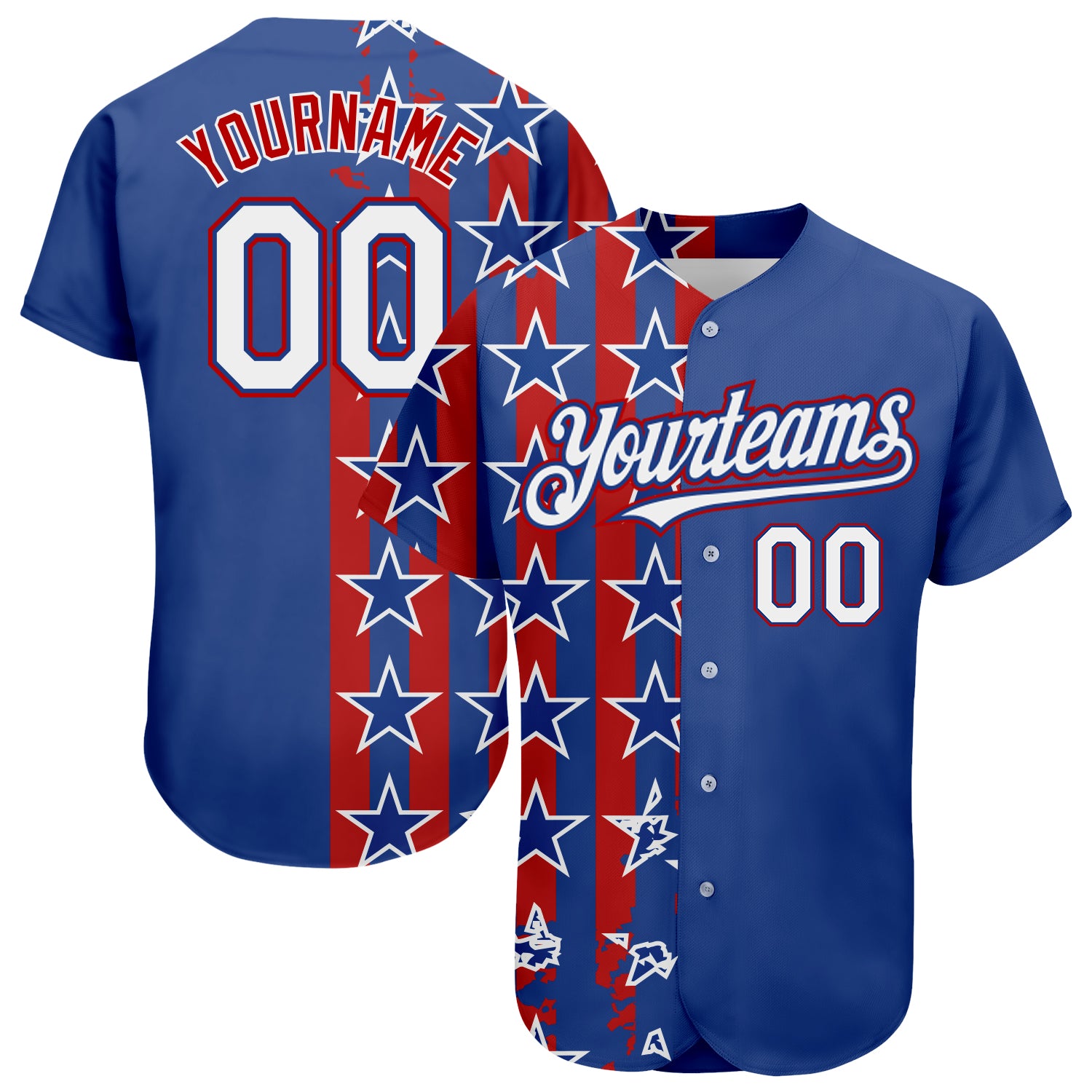 Custom Name and Number 3D American Flag Baseball Jersey - Personalized Royal White Red Authentic Team Jersey Personalized