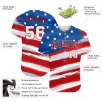 Personalized 3D American Flag Baseball Jersey - Custom Name & Number, Royal White-Red Team Colors Personalized Royal White-Red
