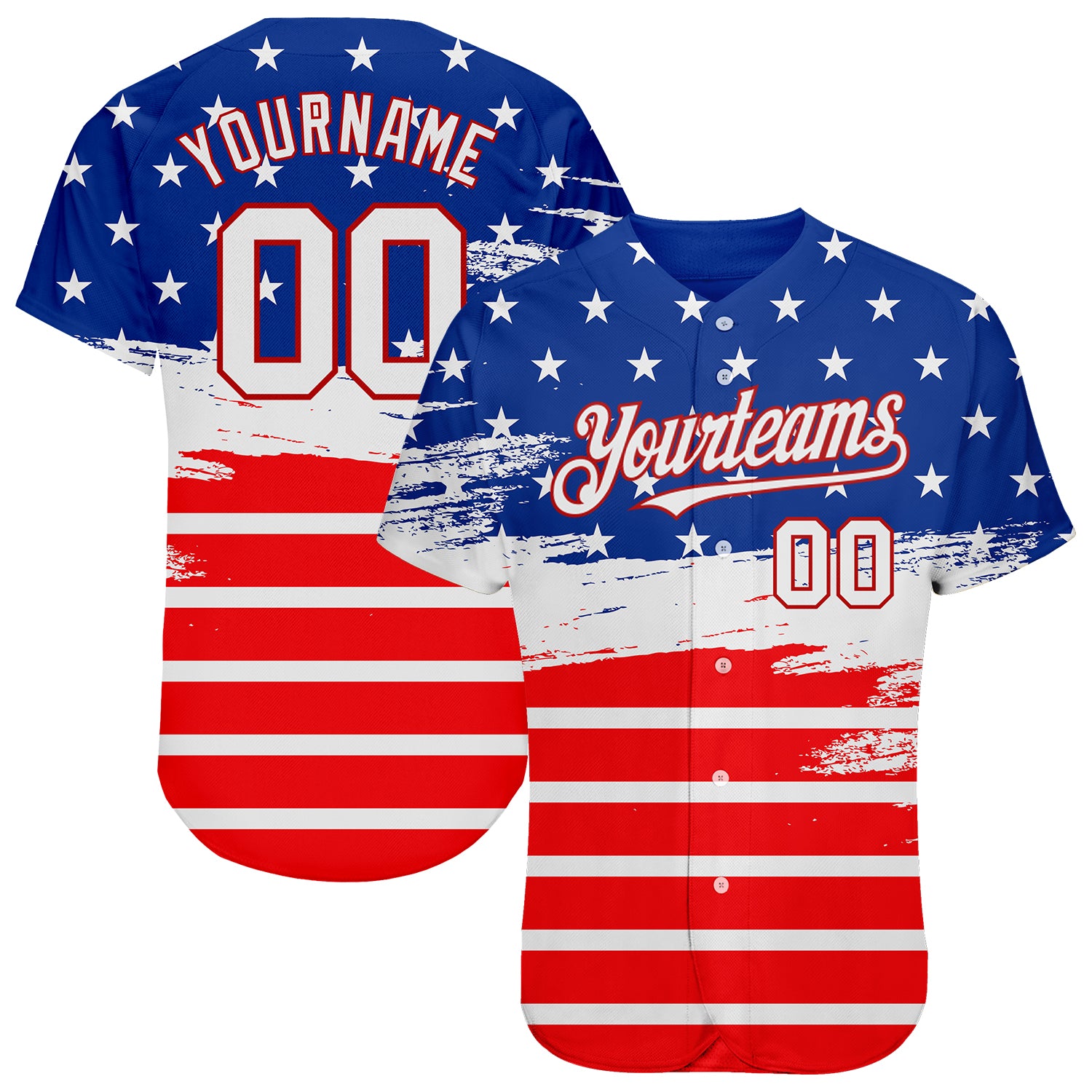 Custom Name and Number 3D American Flag Baseball Jersey, Personalized Royal White-Red Fashion Team Apparel Personalized Royal