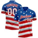 Custom Name and Number 3D American Flag Golf Polo Shirt - Personalized White-Red Performance Team Shirt Personalized Royal