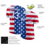 Custom 3D American Flag Performance T-Shirt with Personalized Name and Number - Royal White-Red Personalized Royal White-Red