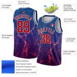 Personalized Abstract Basketball Jersey with Custom Name and Number, Royal White-Red 3D Pattern, Violet Wave Design Personalized