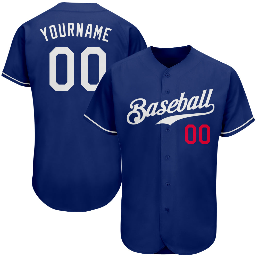 Custom Name Number Baseball Jersey - Personalized Authentic White Red Team Jersey Personalized Royal White-Red Authentic