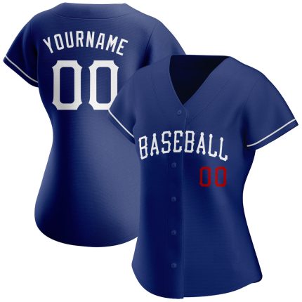 Personalized Authentic Baseball Jersey in Royal White and Red Colors Personalized Royal White-Red Authentic Baseball Jersey