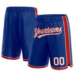 Custom Name and Number Authentic Basketball Shorts - Personalized Royal White-Red Team Shorts Personalized Royal White-Red