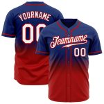Custom Name and Number Personalized Authentic Fade Fashion Baseball Jersey - Royal White-Red Team Jersey Personalized Royal