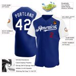 Custom Name and Number Personalized Royal White-Red Baseball Jersey with Authentic Raglan Sleeves Personalized Royal White-Red