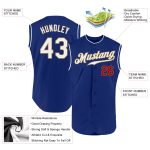 Personalized Sleeveless Baseball Jersey - Authentic Royal White-Red Design Personalized Royal White-Red Authentic Sleeveless