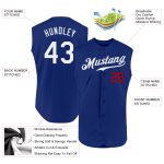 Custom Name and Number Personalized Authentic Baseball Jersey, Royal White-Red Sleeveless Team Apparel Personalized Royal