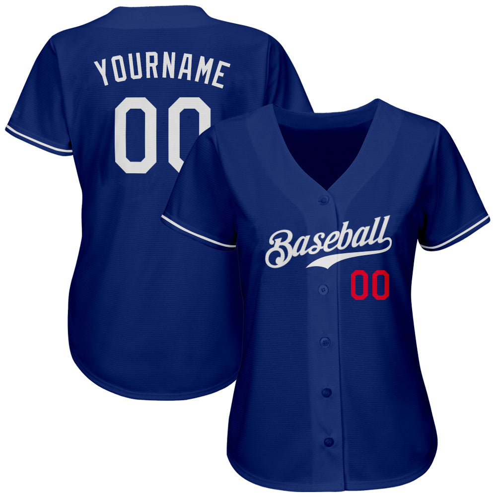 Personalized Custom Softball Jersey with Name and Number - Royal White-Red Authentic Design Personalized Royal White-Red