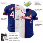 Custom Name and Number Authentic Split Fashion Baseball Jersey - Personalized Royal White-Red Team Apparel Personalized Royal