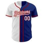 Custom Name and Number Authentic Split Fashion Baseball Jersey - Personalized Royal White-Red Team Apparel Personalized Royal