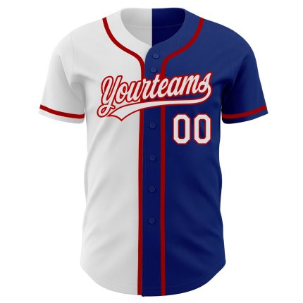 Custom Name and Number Authentic Split Fashion Baseball Jersey - Personalized Royal White-Red Team Apparel Personalized Royal