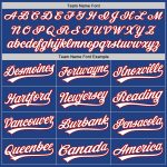 Custom Name and Number Personalized Authentic Throwback Baseball Jersey - Royal White-Red Design Personalized Royal White-Red
