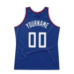 Personalized Authentic Basketball Jersey - Royal White-Red Throwback Design Personalized Royal White-Red Authentic Throwback