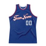 Personalized Authentic Basketball Jersey - Royal White-Red Throwback Design Personalized Royal White-Red Authentic Throwback