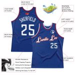 Personalized Authentic Basketball Jersey - Royal White-Red Throwback Design Personalized Royal White-Red Authentic Throwback