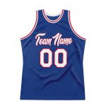 Custom Name and Number Basketball Jersey - Authentic Throwback Royal White-Red Design Personalized Royal White-Red Authentic