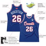 Custom Name and Number Basketball Jersey - Authentic Throwback Royal White-Red Design Personalized Royal White-Red Authentic