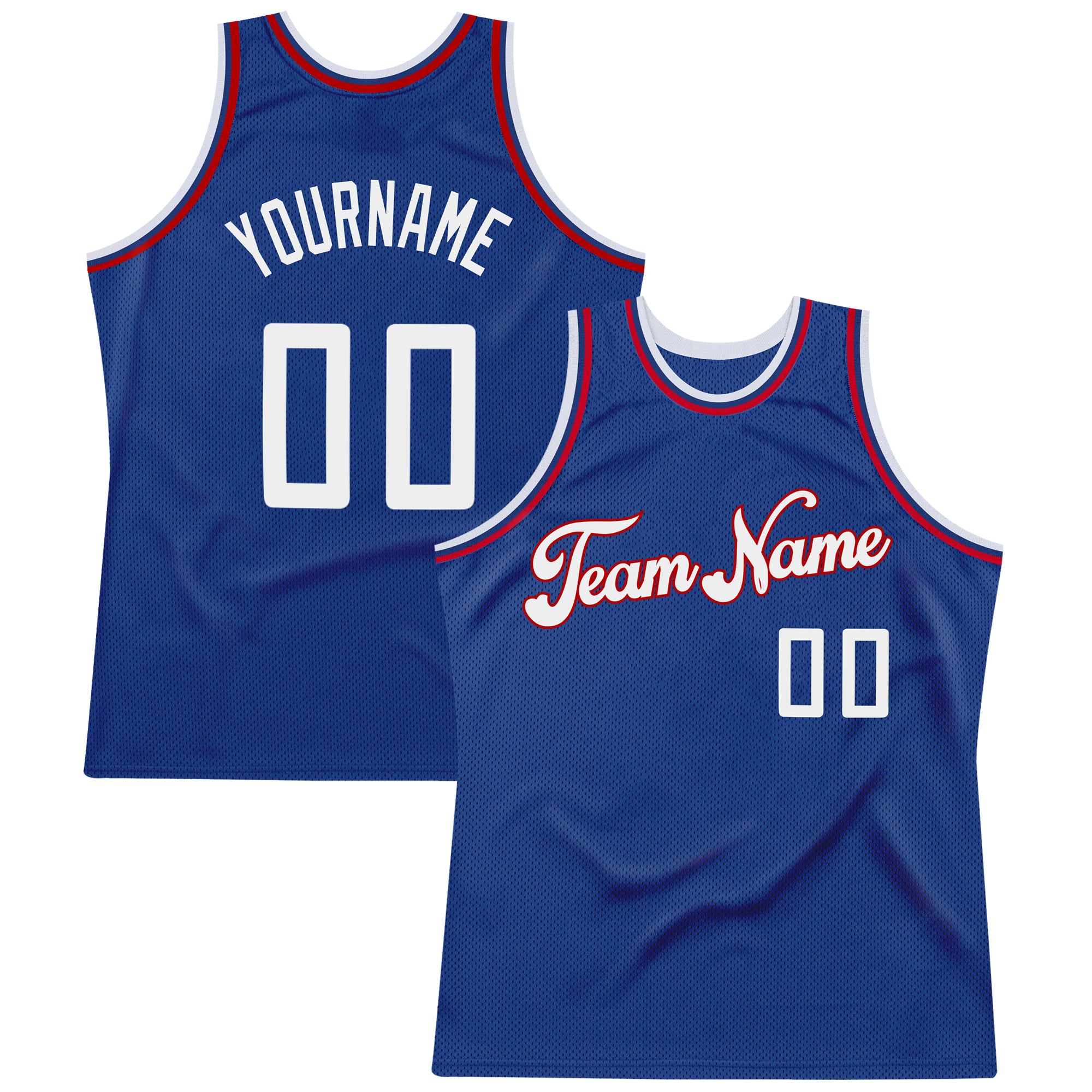 Personalized Authentic Basketball Jersey - Royal White-Red Throwback Design Personalized Royal White-Red Authentic Throwback
