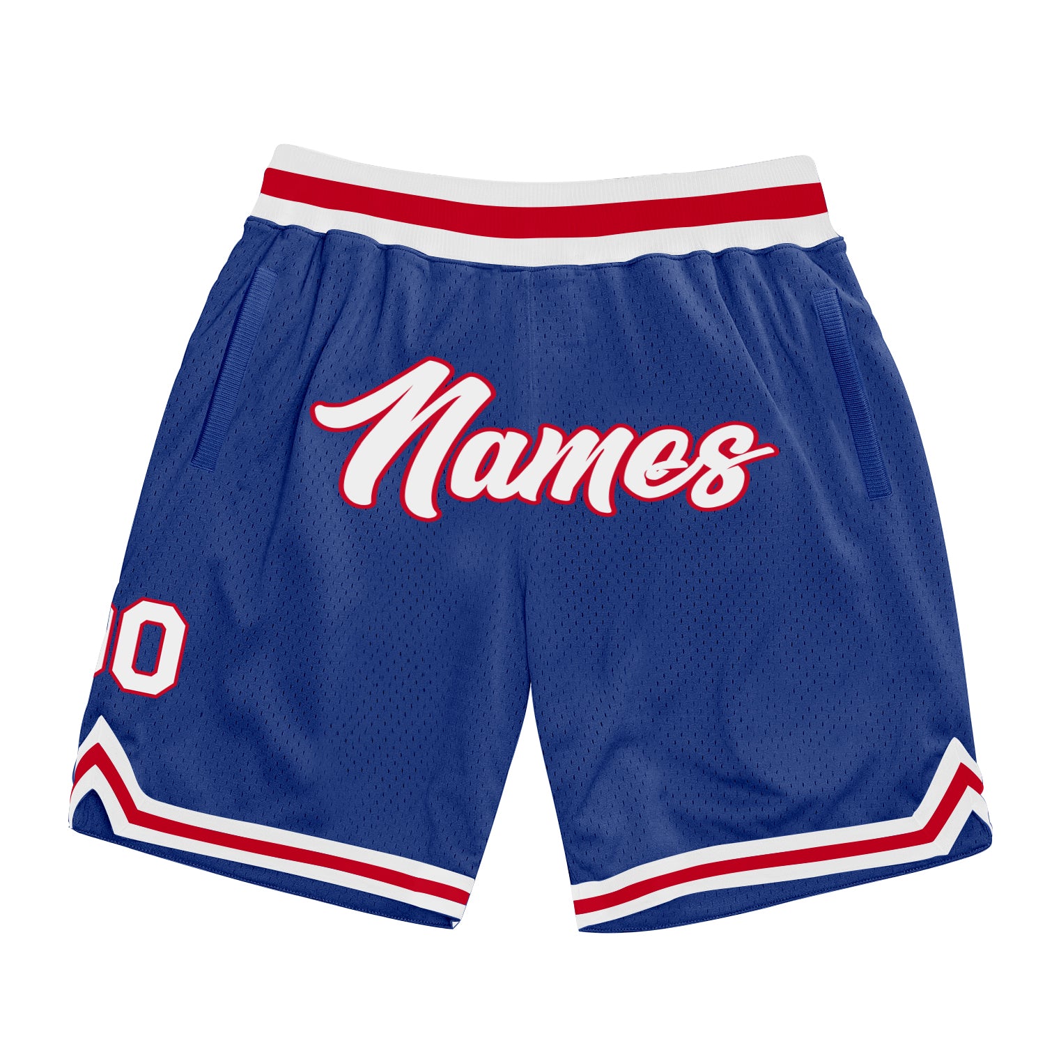 Custom Name Number Personalized Royal White Red Throwback Basketball Shorts Authentic Personalized Royal White-Red Authentic