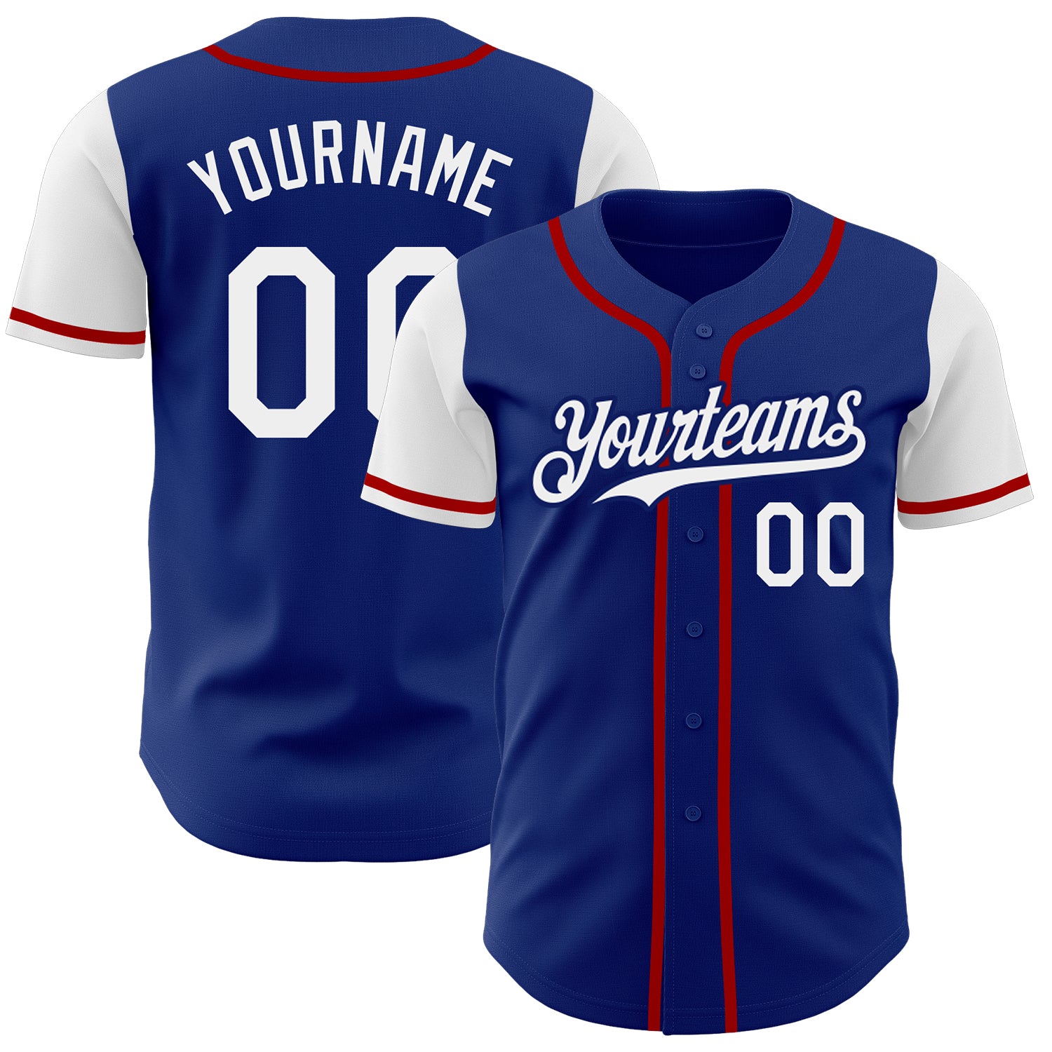 Personalized Authentic Two Tone Baseball Jersey - Royal White and Red Personalized Royal White-Red Authentic Two Tone Baseball