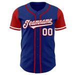Custom Name and Number Baseball Jersey - Personalized Authentic Two Tone Royal White-Red Personalized Royal White-Red Authentic