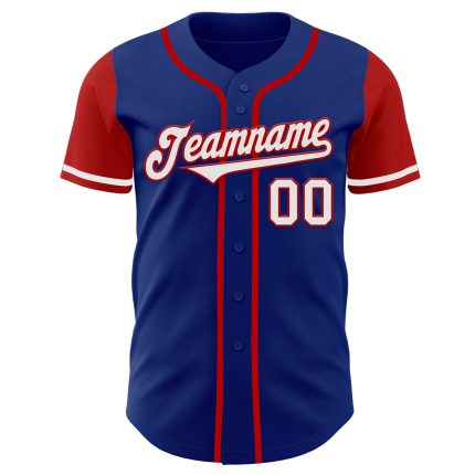 Custom Name and Number Baseball Jersey - Personalized Authentic Two Tone Royal White-Red Personalized Royal White-Red Authentic