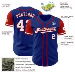 Custom Name and Number Baseball Jersey - Personalized Authentic Two Tone Royal White-Red Personalized Royal White-Red Authentic