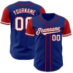 Custom Name and Number Baseball Jersey - Personalized Authentic Two Tone Royal White-Red Personalized Royal White-Red Authentic