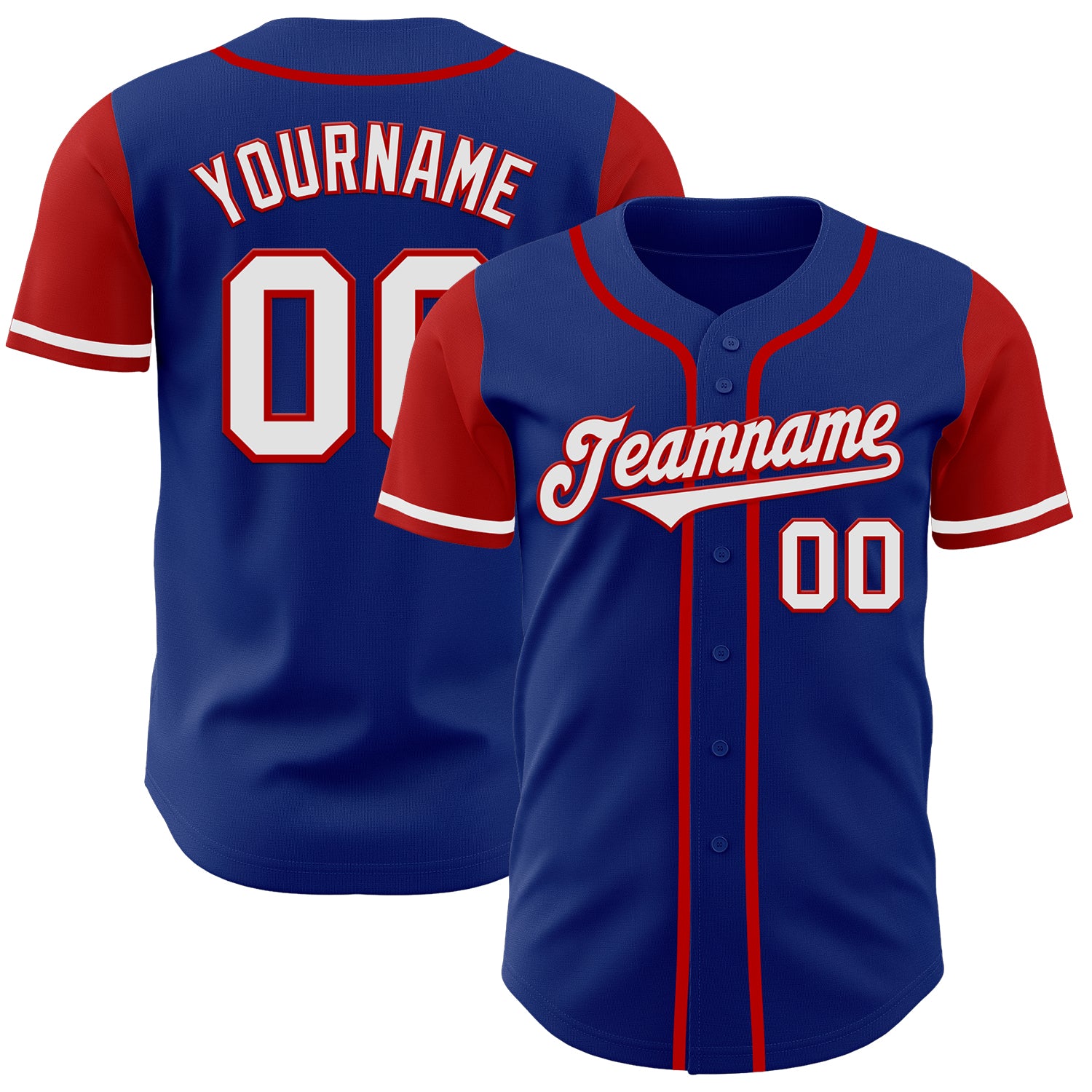 Custom Name and Number Baseball Jersey - Personalized Authentic Two Tone Royal White-Red Personalized Royal White-Red Authentic