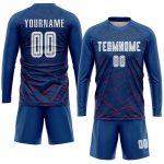 Custom Name Number Soccer Uniform Jersey - Personalized Royal Red White Away Sublimation Team Gear Personalized Royal White-Red