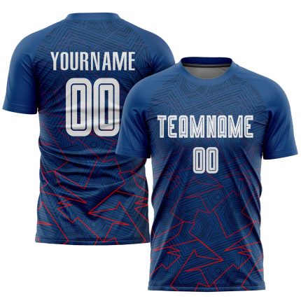 Custom Name Number Soccer Uniform Jersey - Personalized Royal Red White Away Sublimation Team Gear Personalized Royal White-Red