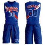 Custom Name Number Basketball Jersey Royal White Red Diagonal Lines Round Neck Sublimation Suit Personalized Royal White-Red