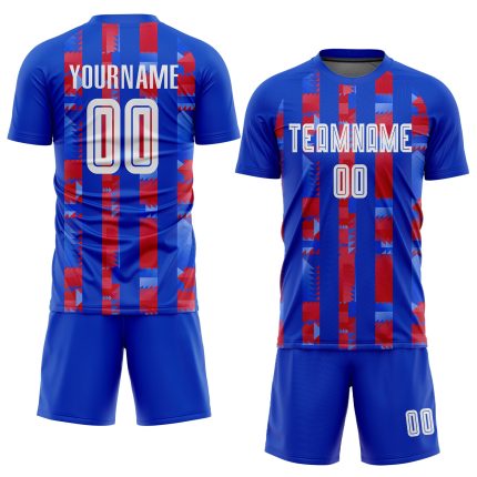 Custom Name and Number Personalized Red-White Soccer Uniform Jersey for Home Team Personalized Royal White-Red Home Sublimation