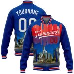 Personalized Los Angeles City Edition 3D Bomber Varsity Jacket - White-Red, Custom Name & Number, Full-Snap Letterman Jacket