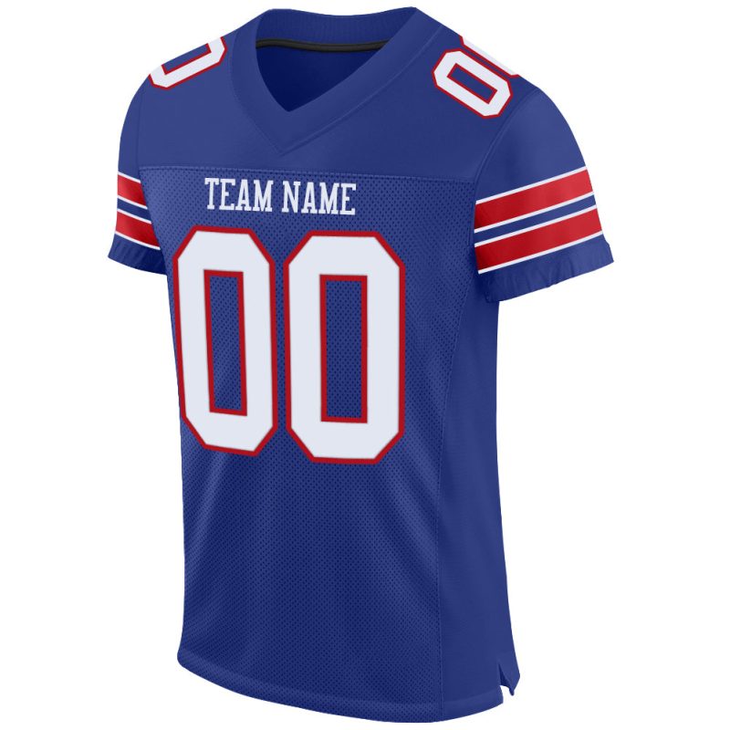 Personalized White Red Mesh Football Jersey - Authentic Custom Design Personalized Royal White-Red Mesh Authentic Football