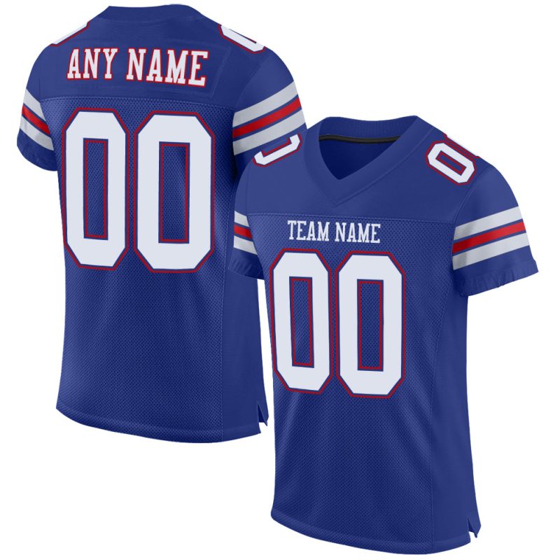 Custom Name Number Personalized Authentic Football Jersey White Red Mesh Team Personalized Royal White-Red Mesh Authentic