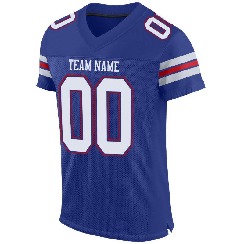 Custom Name Number Personalized Authentic Football Jersey White Red Mesh Team Personalized Royal White-Red Mesh Authentic