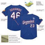Personalized Authentic Throwback Baseball Jersey - Royal White and Red Mesh Design Personalized Royal White-Red Mesh Authentic