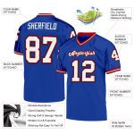 Custom Royal White-Red Mesh Throwback Football Jersey with Personalized Name and Number - Authentic Team Gear Personalized