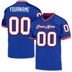 Custom Royal White-Red Mesh Throwback Football Jersey with Personalized Name and Number - Authentic Team Gear Personalized