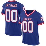Personalized Authentic Throwback Football Jersey - Royal White-Red Mesh Design Personalized Royal White-Red Mesh Authentic